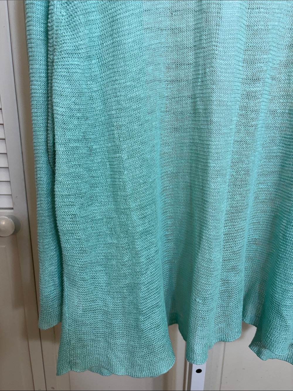 Eileen Fisher 100% Linen Aqua Open-Front Draped Cardigan 2X - Picture 9 of 13